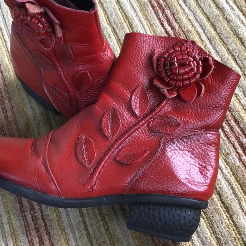 Red Leather short boots